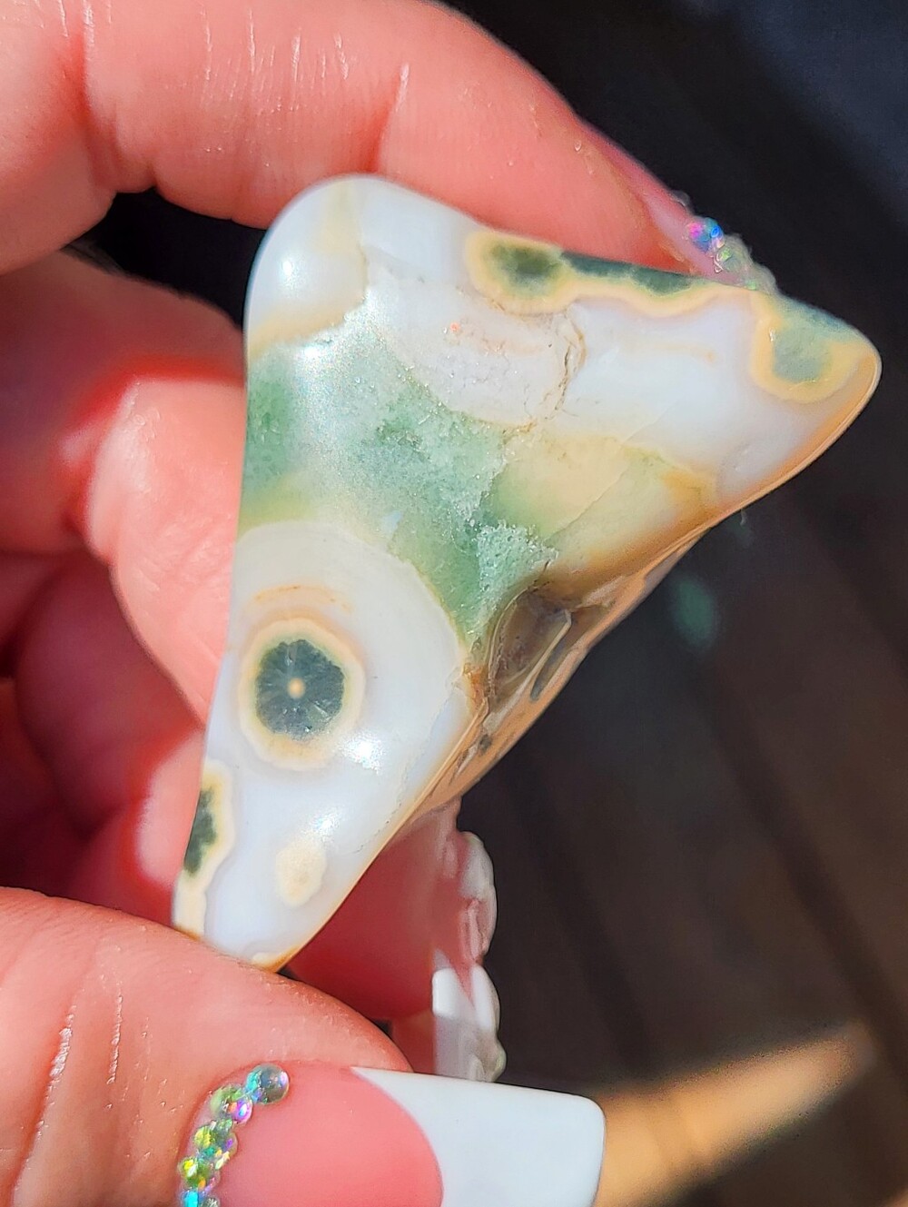 First VeinOcean Jasper - Green and Cream With Pink Hues